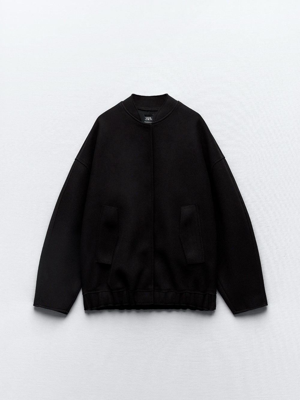 Zara Black  OVERSIZED FELT TEXTURE
BOMBER JACKET NWT XS-S